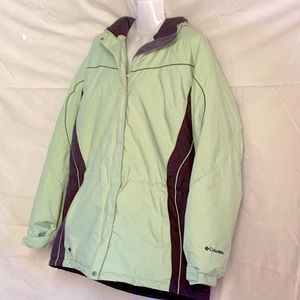 Columbia Parka Style Coat, XL, light colored sage green with gray trim